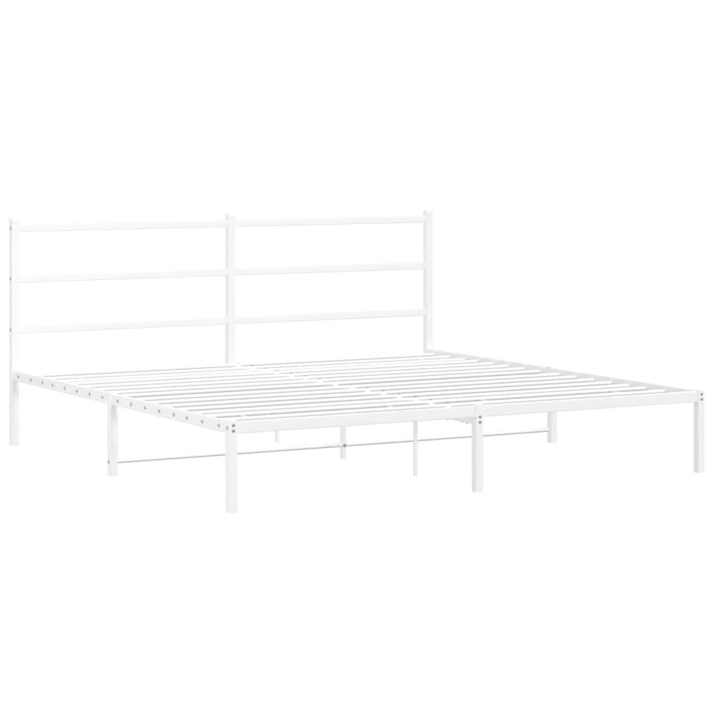 sengeramme med sengegavl 183x213 cm metal hvid - Image 3