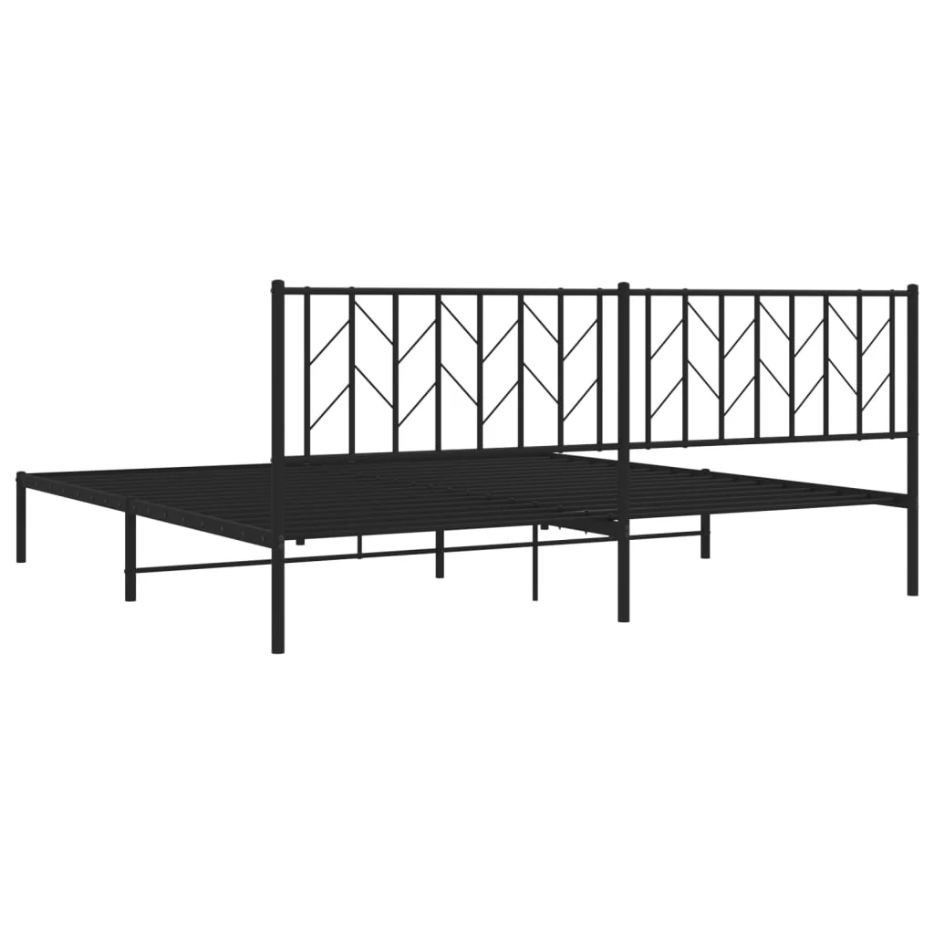 sengeramme med sengegavl 200x200 cm metal sort - Image 7