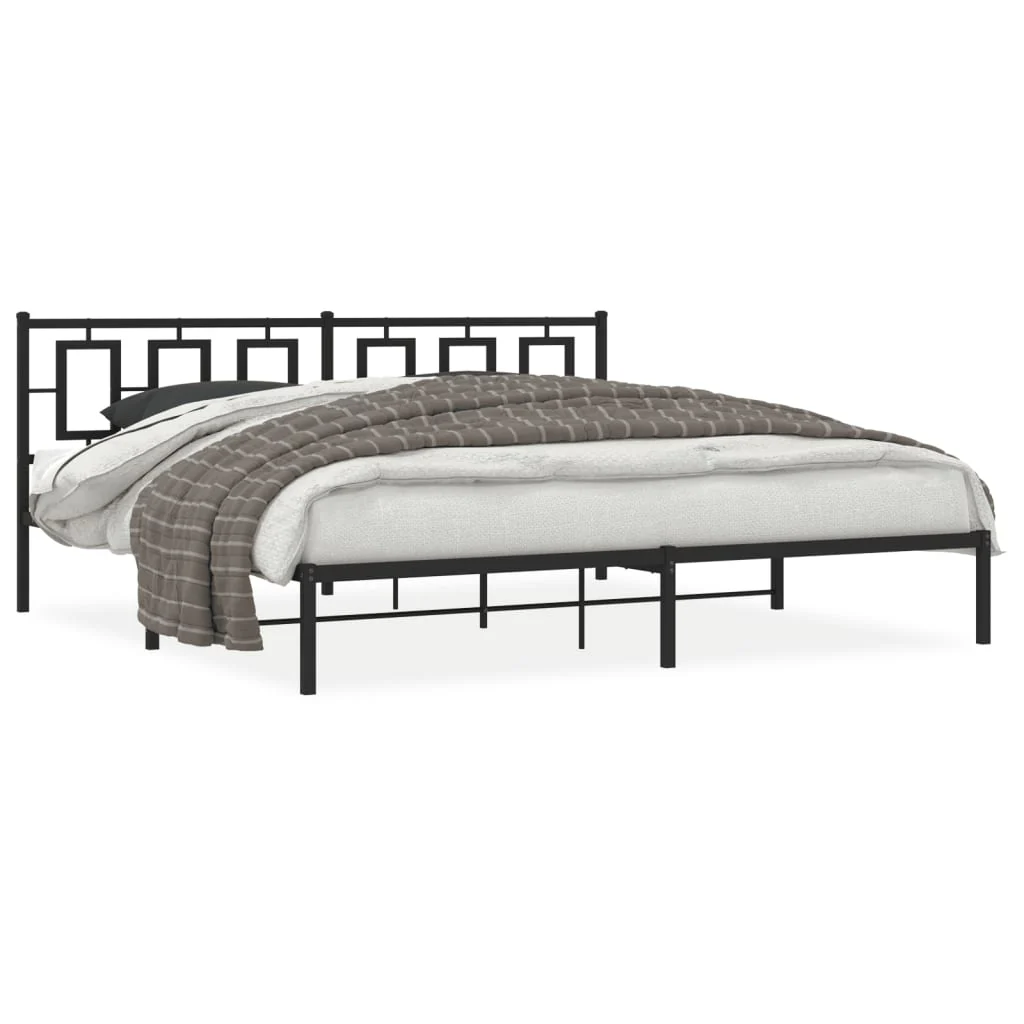 sengeramme med sengegavl 200x200 cm metal sort - Image 2