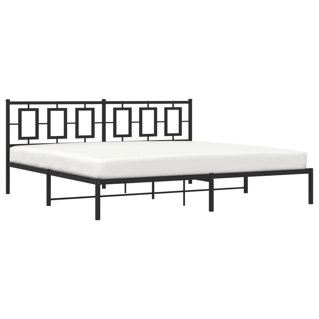 sengeramme med sengegavl 200x200 cm metal sort - Image 4