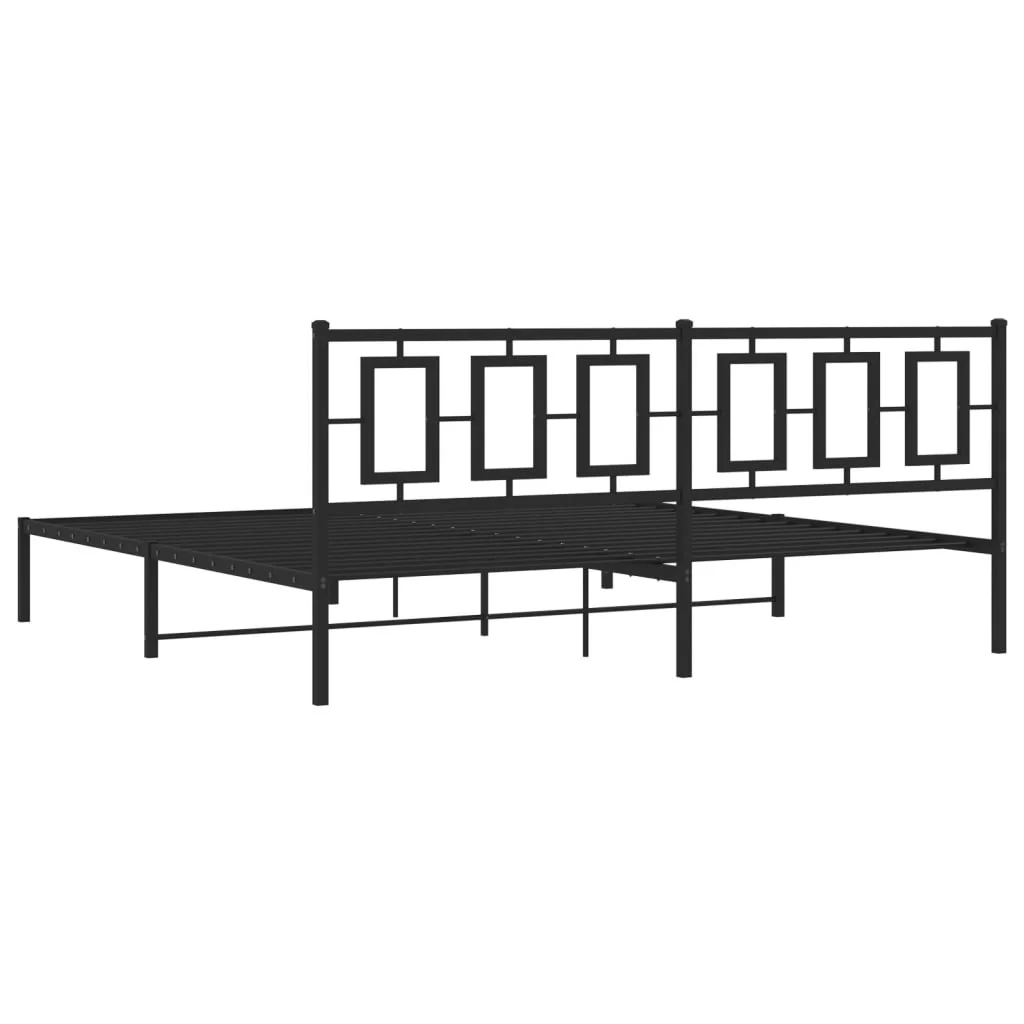 sengeramme med sengegavl 200x200 cm metal sort - Image 7