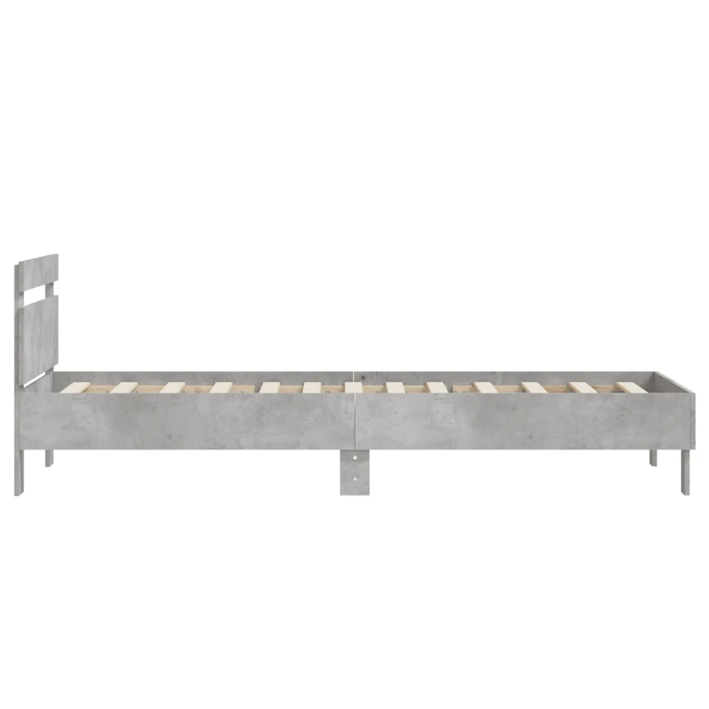 sengeramme med sengegavl 75x190 cm konstrueret træ betongrå - Image 6