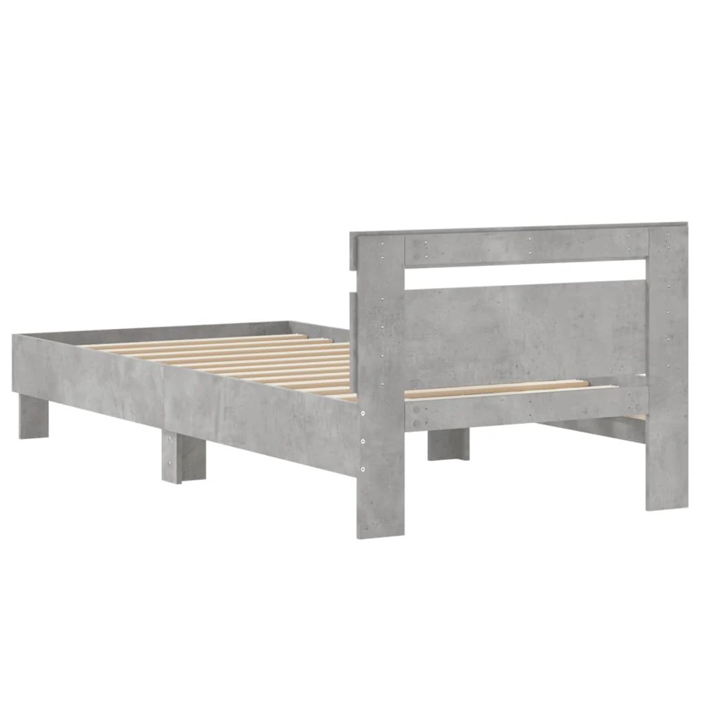 sengeramme med sengegavl 75x190 cm konstrueret træ betongrå - Image 7