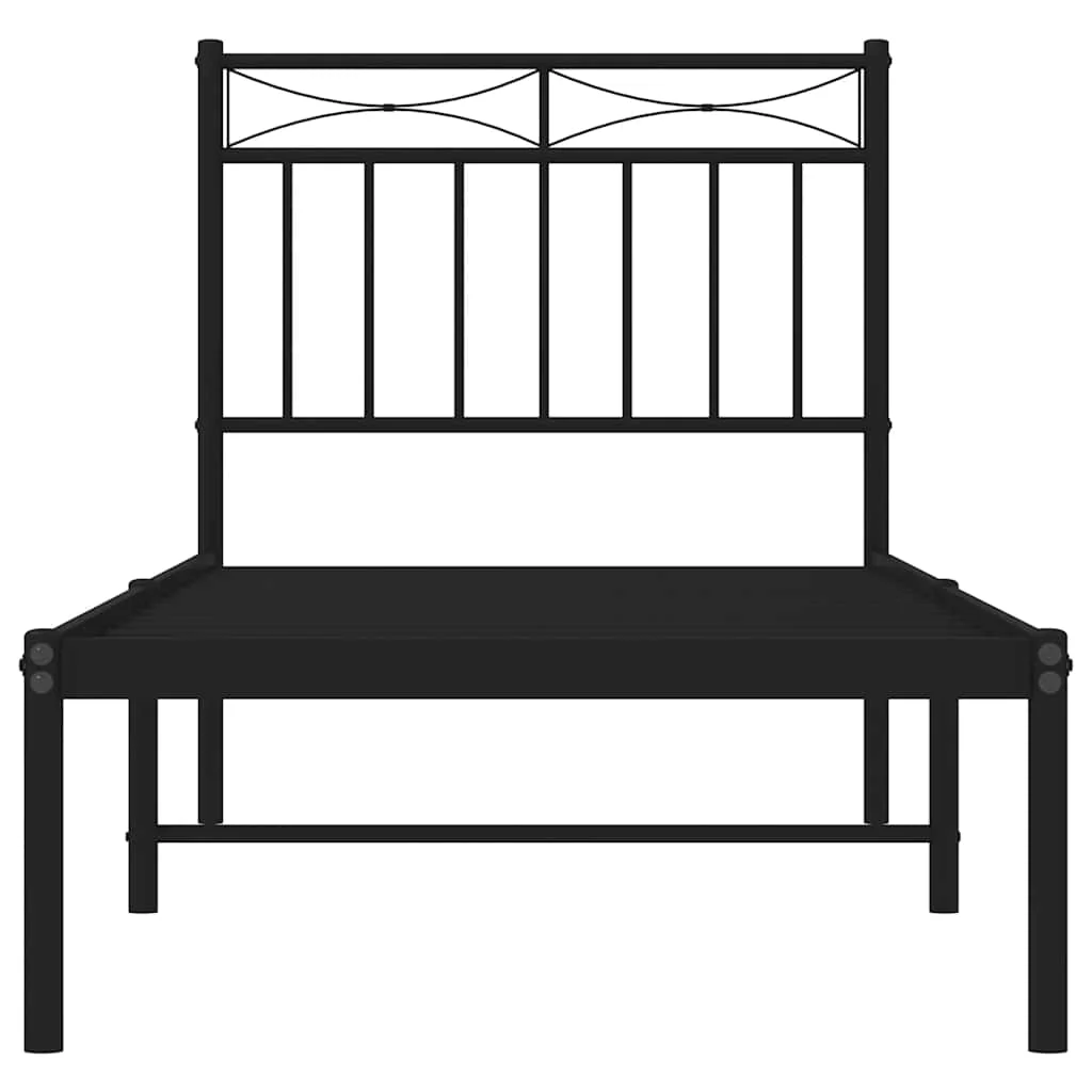 sengeramme med sengegavl 75x190 cm metal sort - Image 5