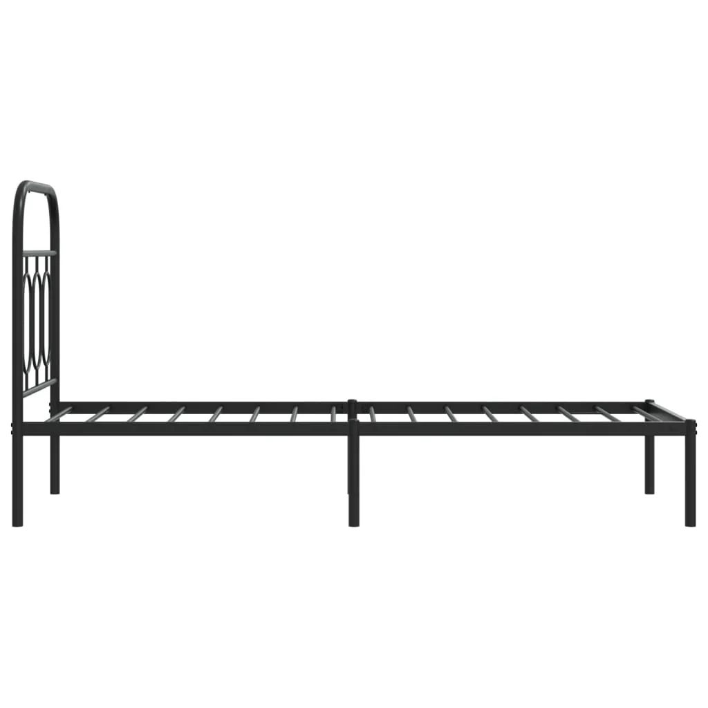 sengeramme med sengegavl 75x190 cm metal sort - Image 5