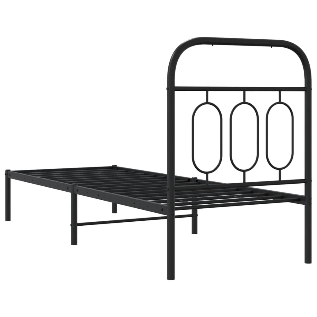 sengeramme med sengegavl 75x190 cm metal sort - Image 6