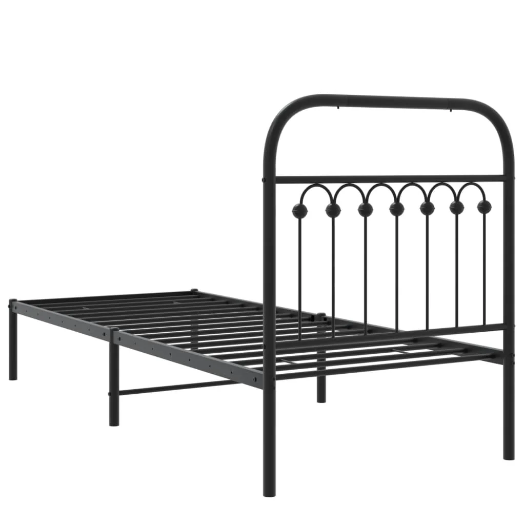 sengeramme med sengegavl 75x190 cm metal sort - Image 6