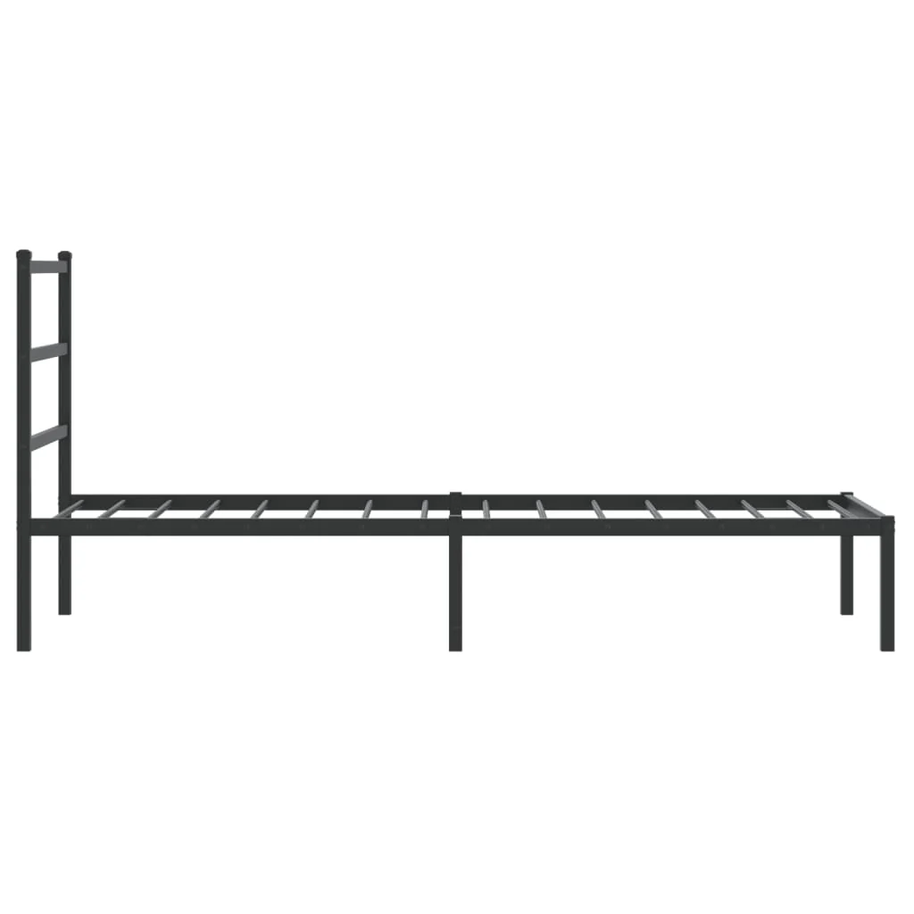 sengeramme med sengegavl 75x190 cm metal sort - Image 6