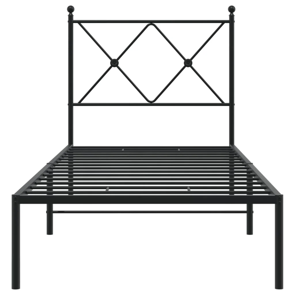 sengeramme med sengegavl 75x190 cm metal sort - Image 4