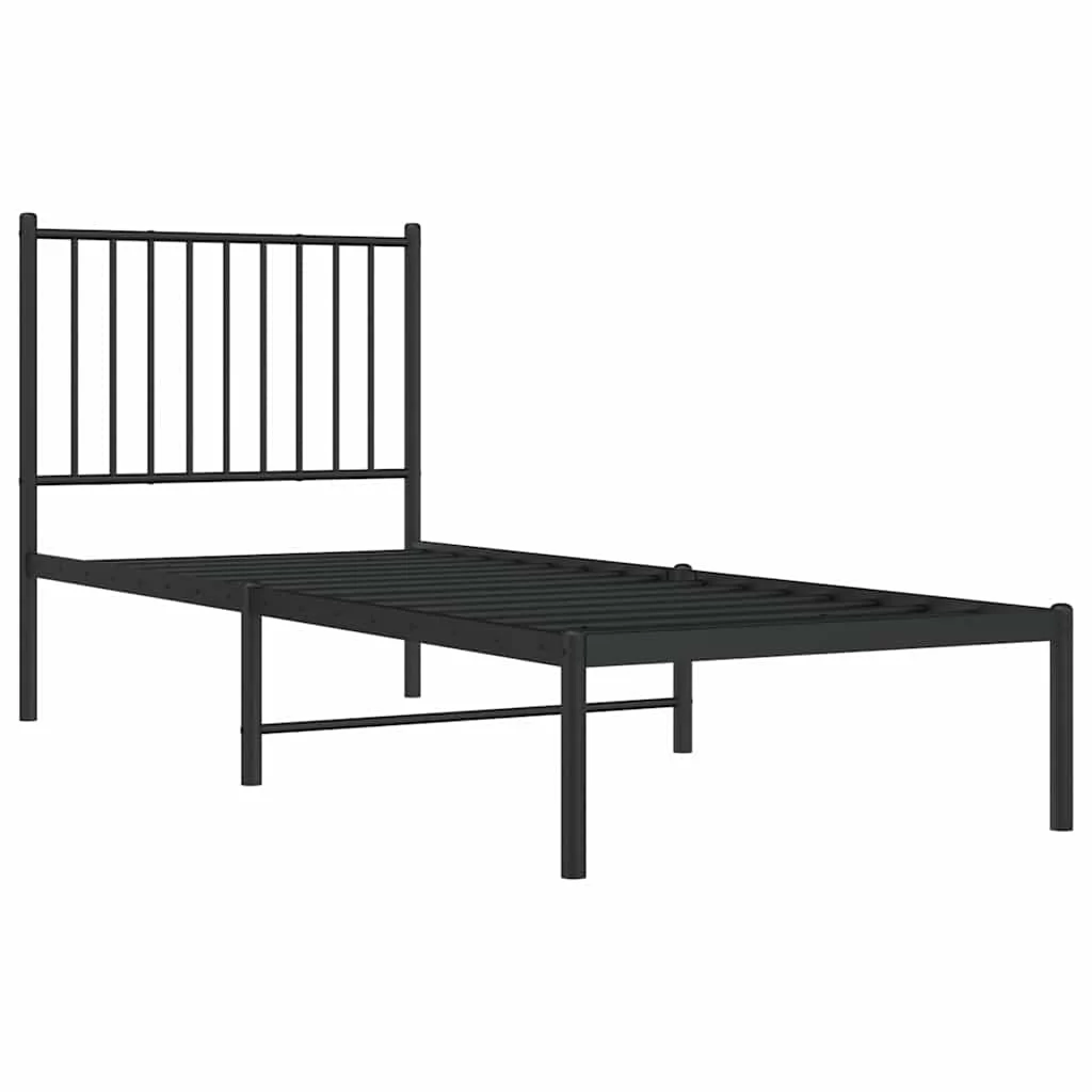 sengeramme med sengegavl 75x190 cm metal sort - Image 3