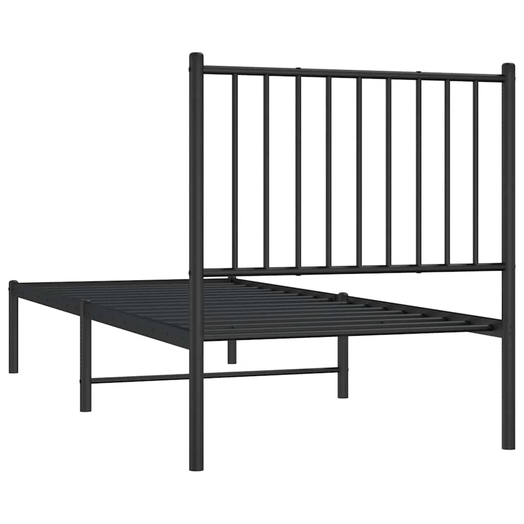 sengeramme med sengegavl 75x190 cm metal sort - Image 7