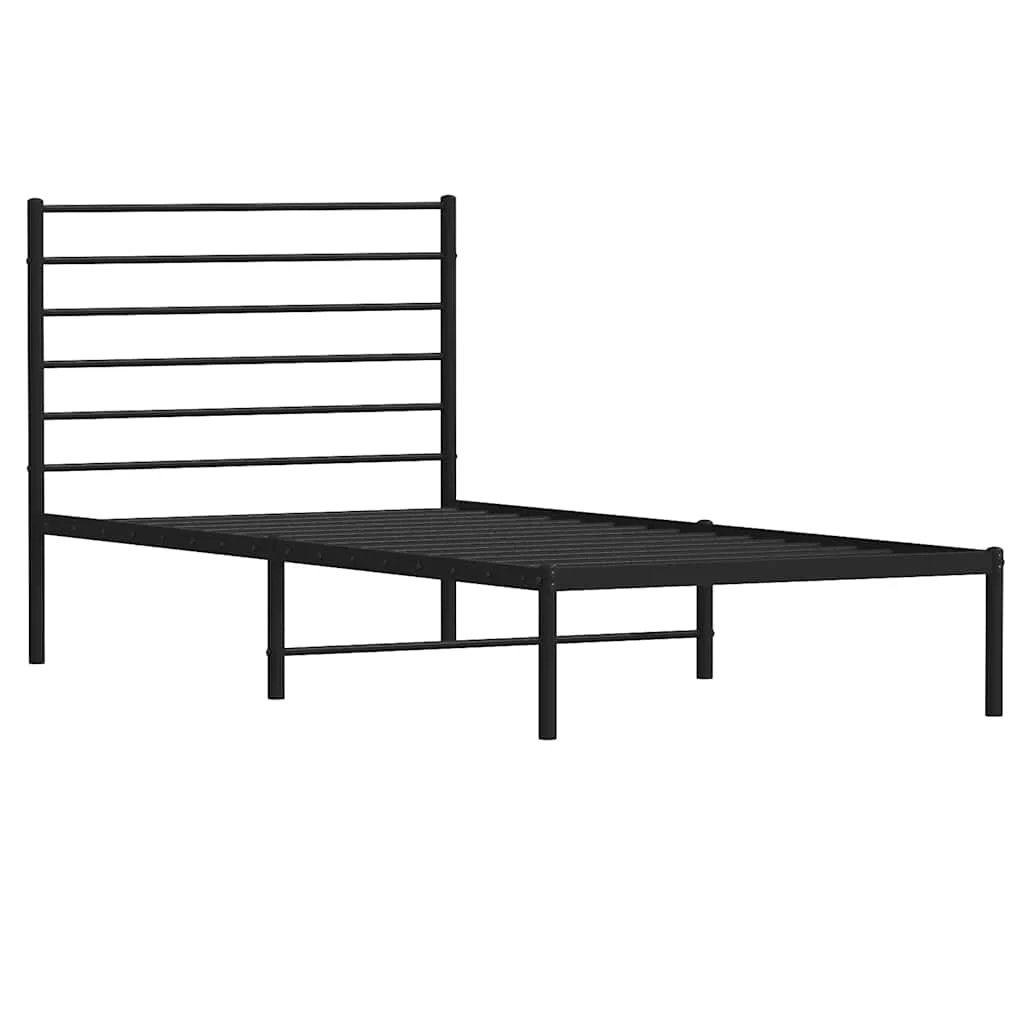 sengeramme med sengegavl 75x190 cm metal sort - Image 4