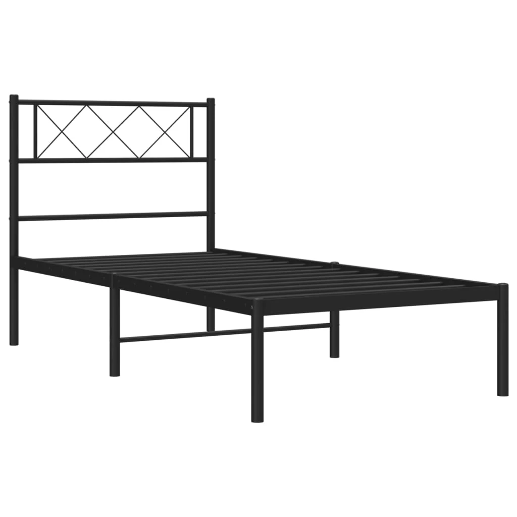 sengeramme med sengegavl 75x190 cm metal sort - Image 5