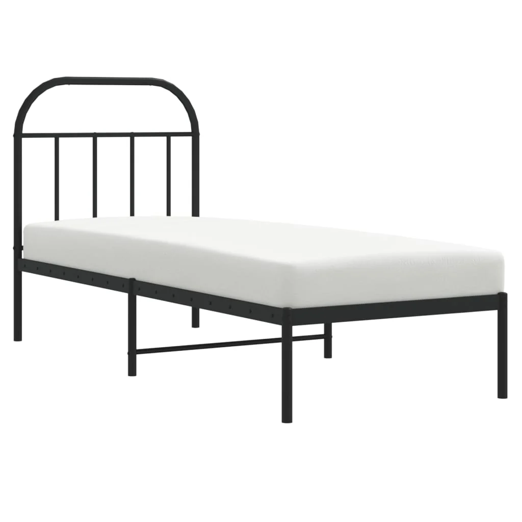 sengeramme med sengegavl 75x190 cm metal sort - Image 5