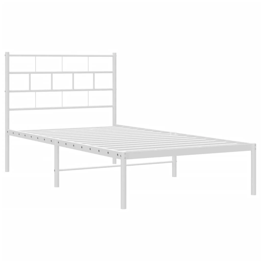 sengeramme med sengegavl 80x200 cm metal hvid - Image 4