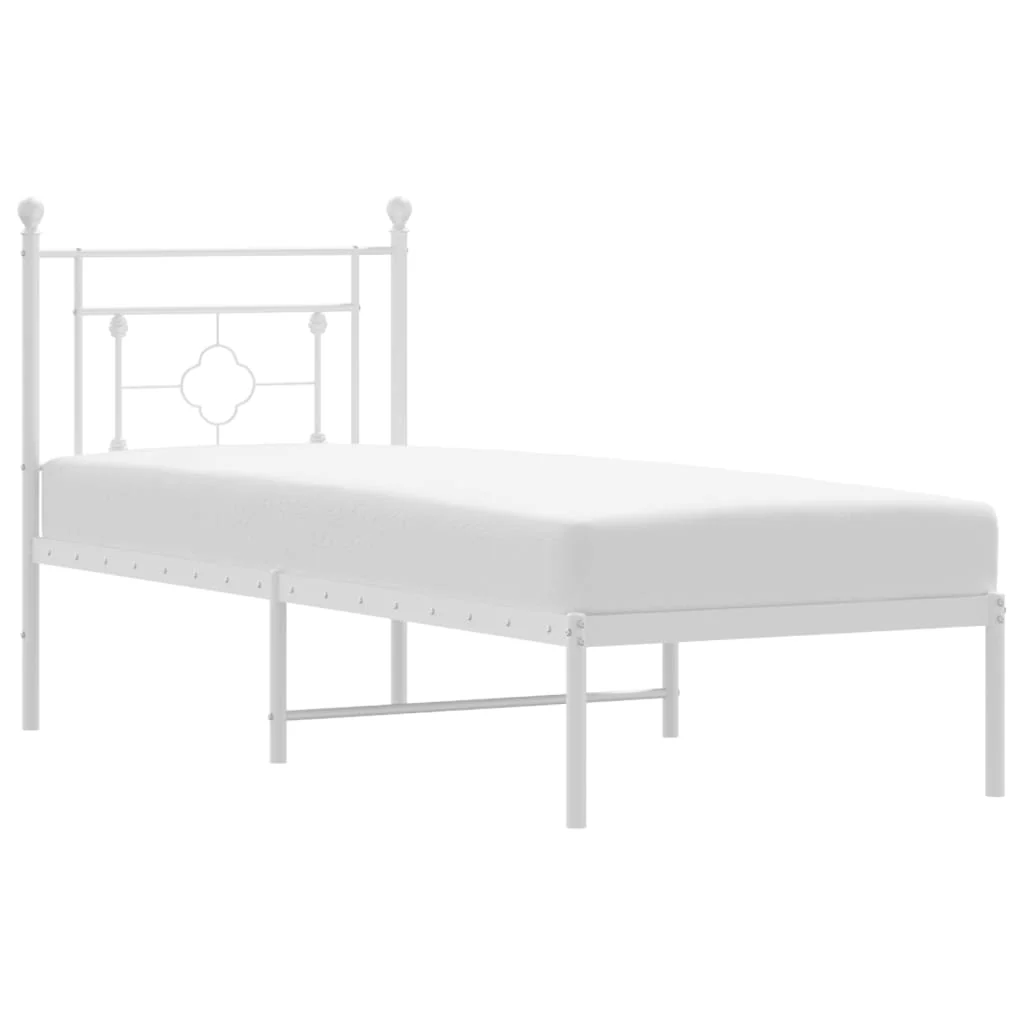 sengeramme med sengegavl 80x200 cm metal hvid - Image 2