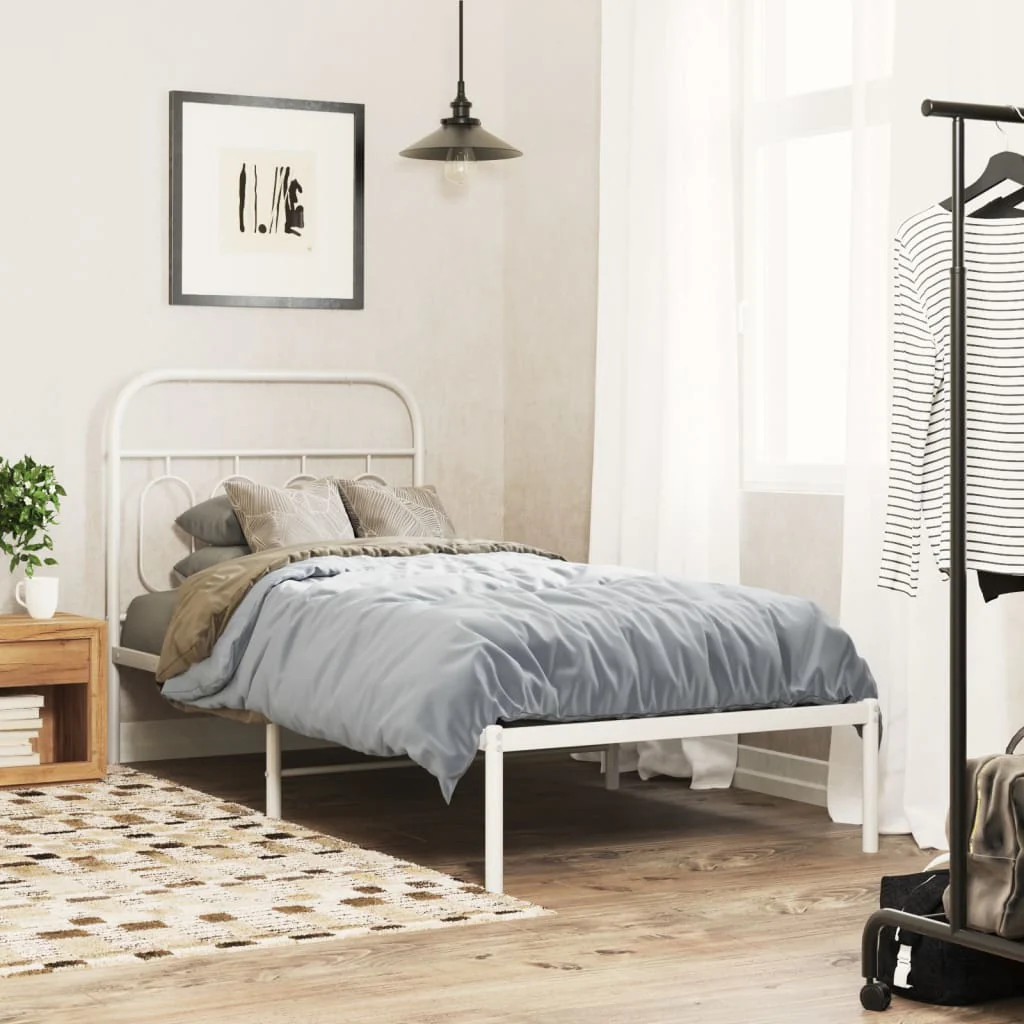 sengeramme med sengegavl 80x200 cm metal hvid