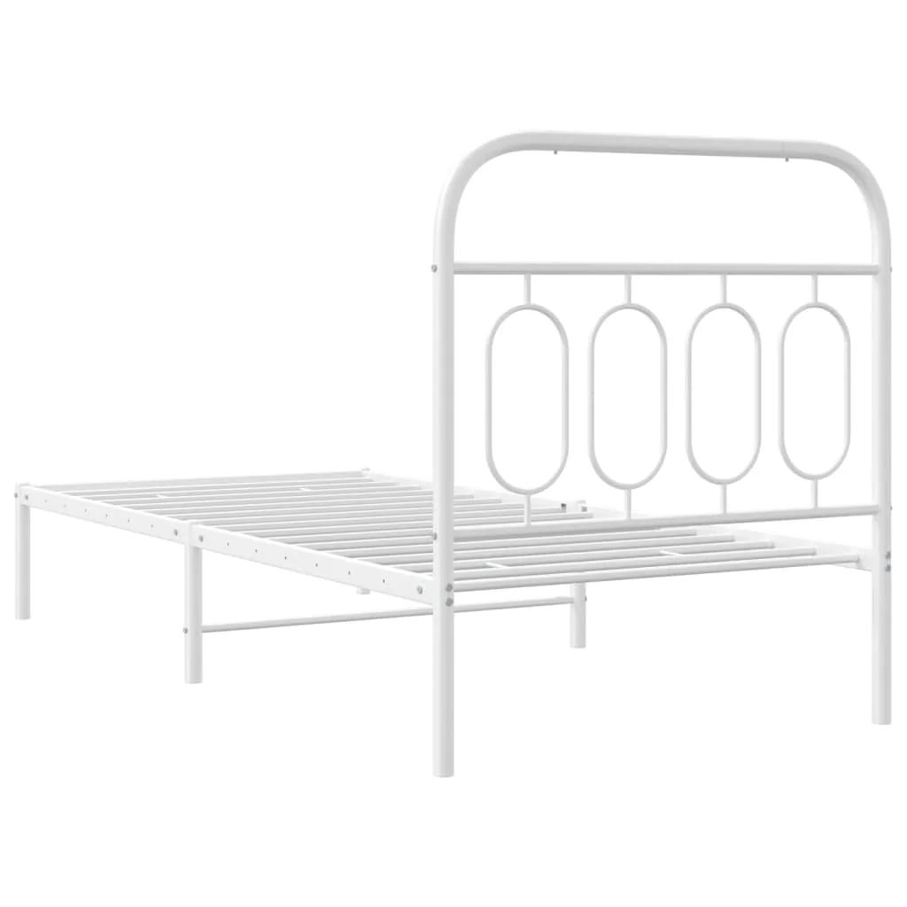 sengeramme med sengegavl 80x200 cm metal hvid - Image 6
