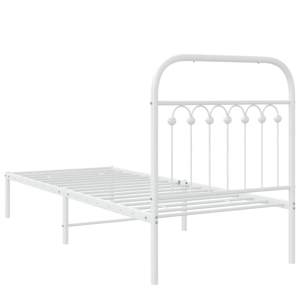 sengeramme med sengegavl 80x200 cm metal hvid - Image 6