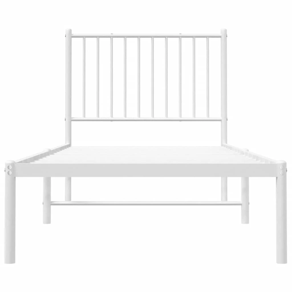 sengeramme med sengegavl 80x200 cm metal hvid - Image 5