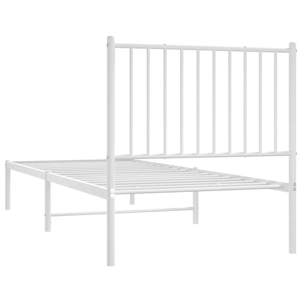 sengeramme med sengegavl 80x200 cm metal hvid - Image 7