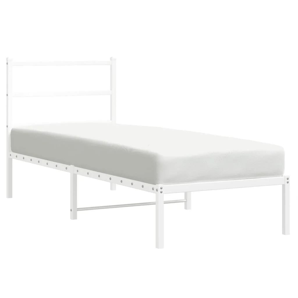 sengeramme med sengegavl 80x200 cm metal hvid - Image 2