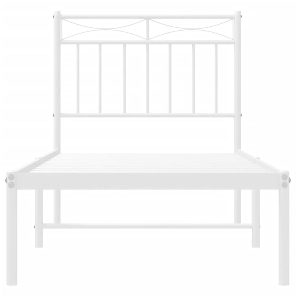 sengeramme med sengegavl 80x200 cm metal hvid - Image 5