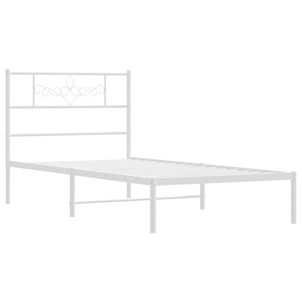 sengeramme med sengegavl 80x200 cm metal hvid - Image 3