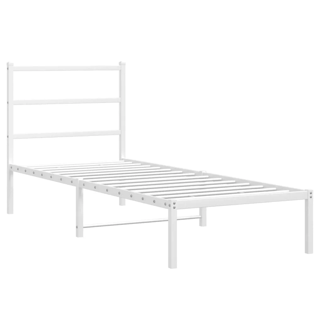 sengeramme med sengegavl 80x200 cm metal hvid - Image 3