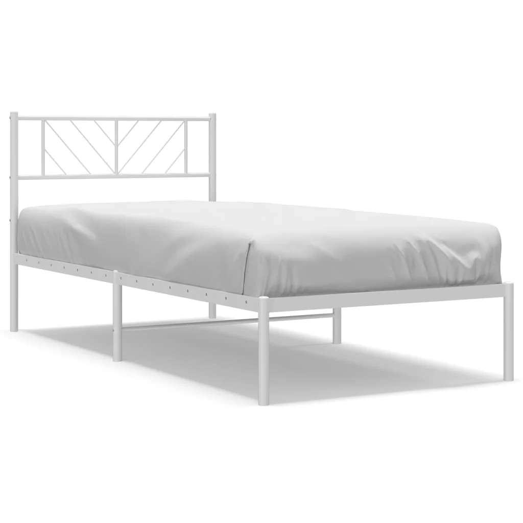 sengeramme med sengegavl 80x200 cm metal hvid - Image 2
