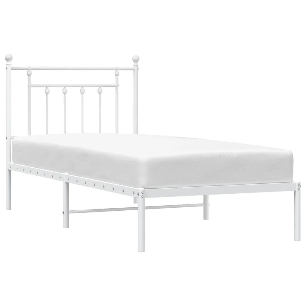 sengeramme med sengegavl 80x200 cm metal hvid - Image 5