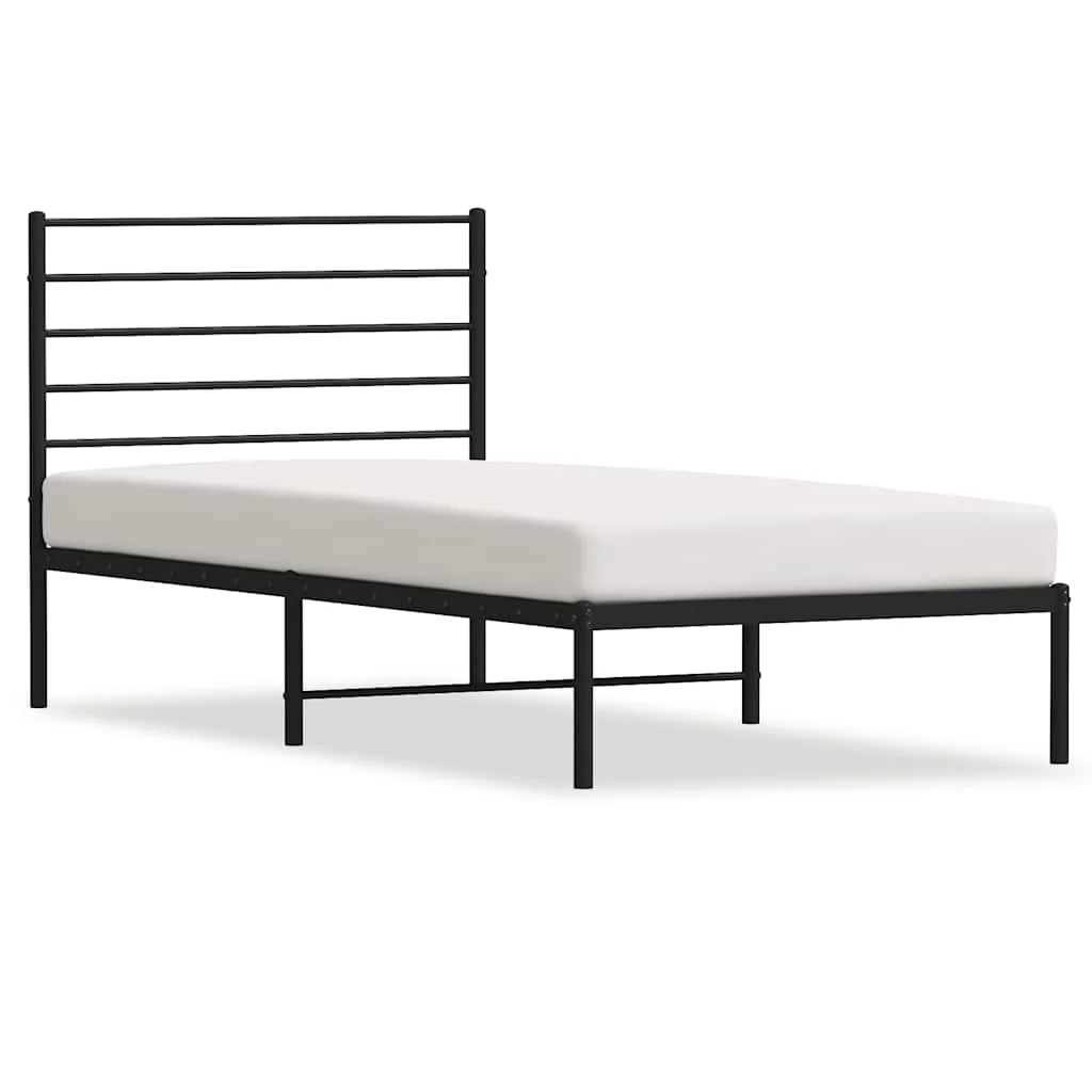 sengeramme med sengegavl 80x200 cm metal sort - Image 2