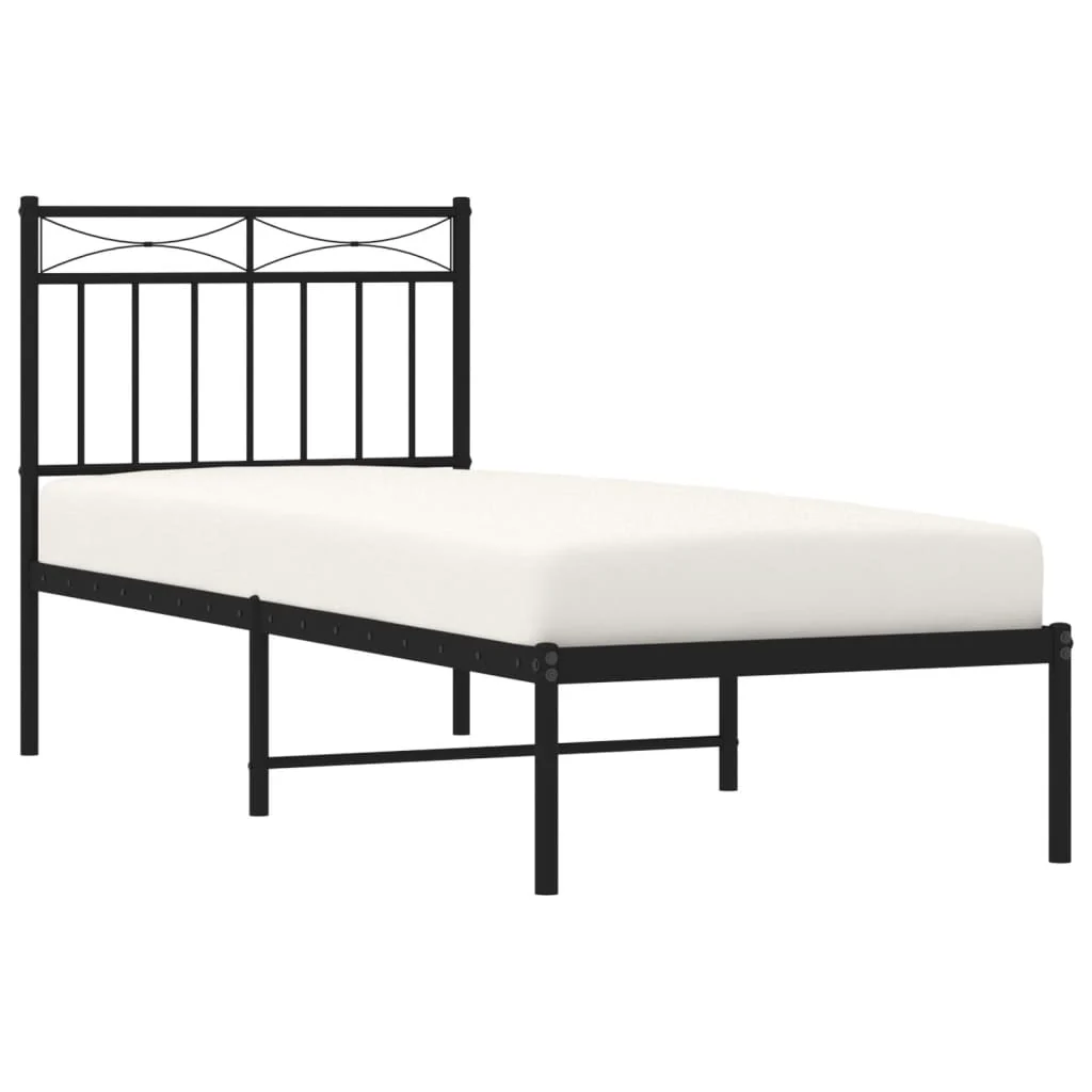 sengeramme med sengegavl 80x200 cm metal sort - Image 3