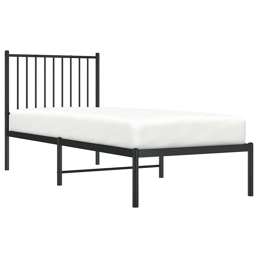 sengeramme med sengegavl 80x200 cm metal sort - Image 4