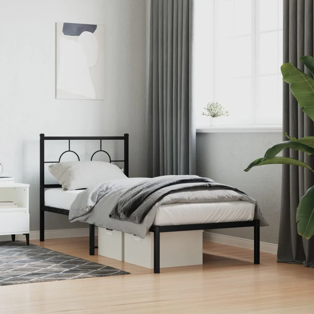 sengeramme med sengegavl 80x200 cm metal sort