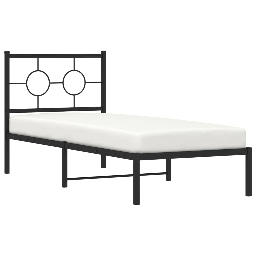 sengeramme med sengegavl 80x200 cm metal sort - Image 4