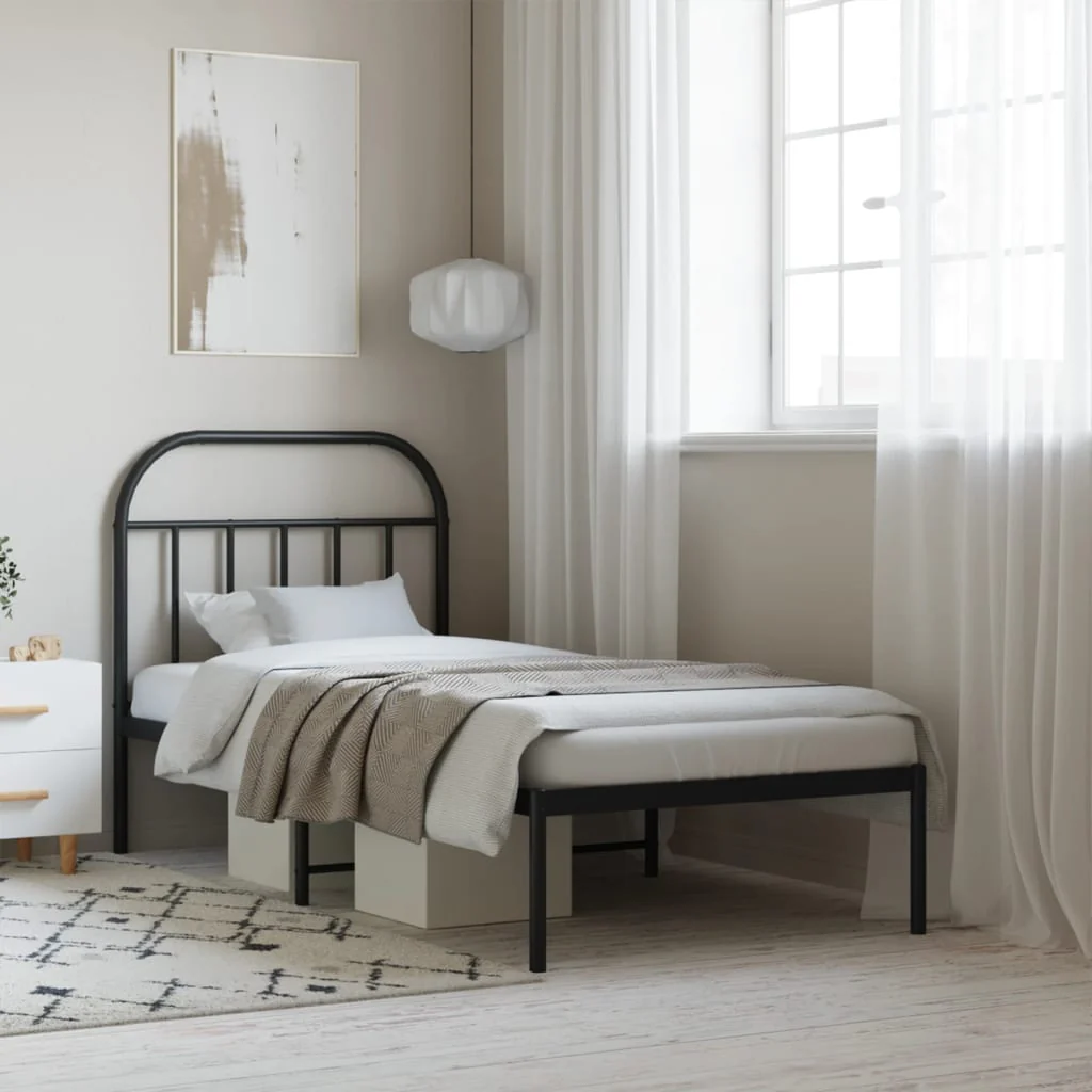 sengeramme med sengegavl 80x200 cm metal sort