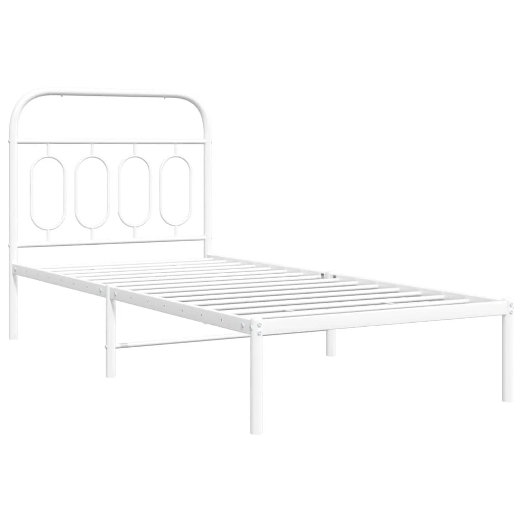 sengeramme med sengegavl 90x190 cm metal hvid - Image 3