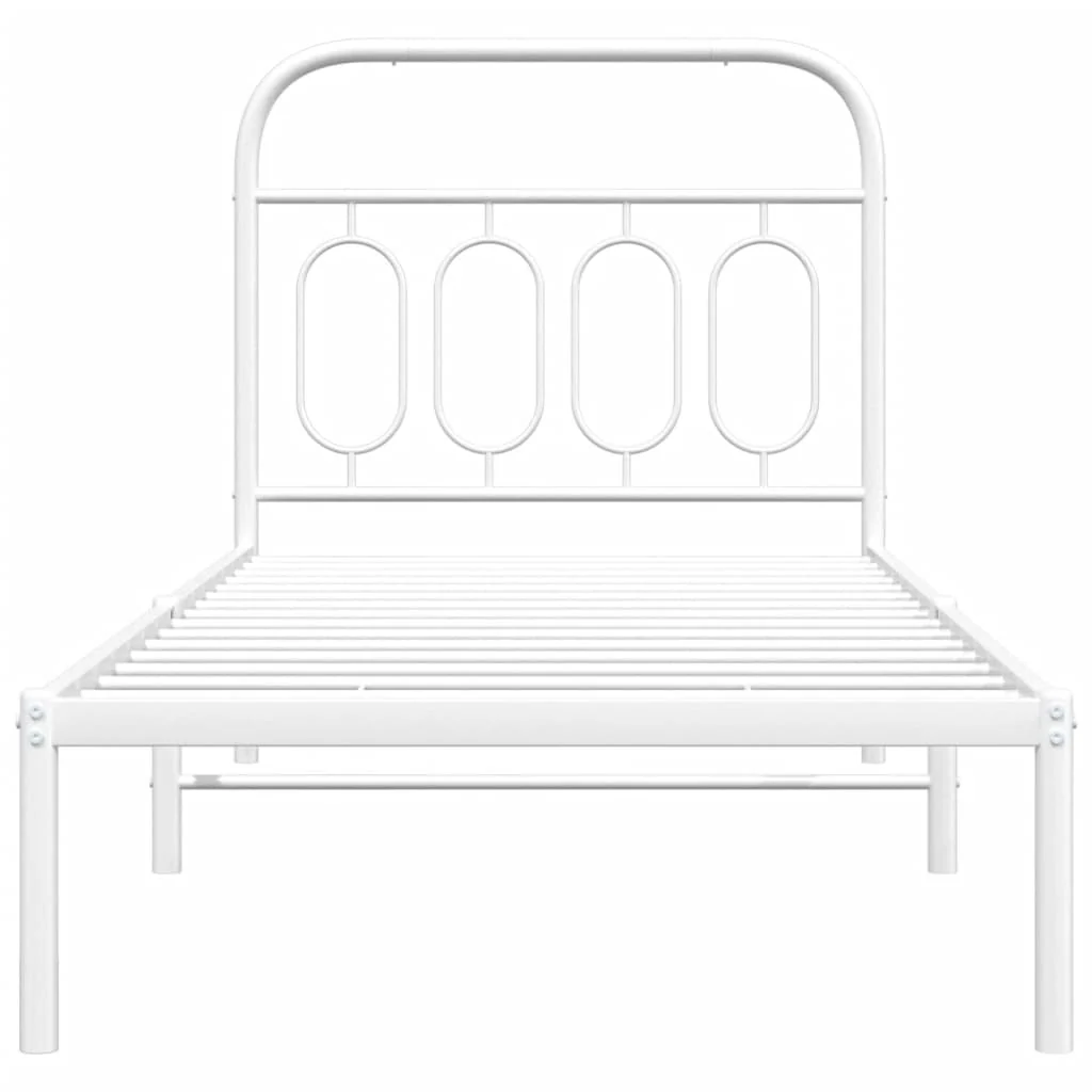 sengeramme med sengegavl 90x190 cm metal hvid - Image 4