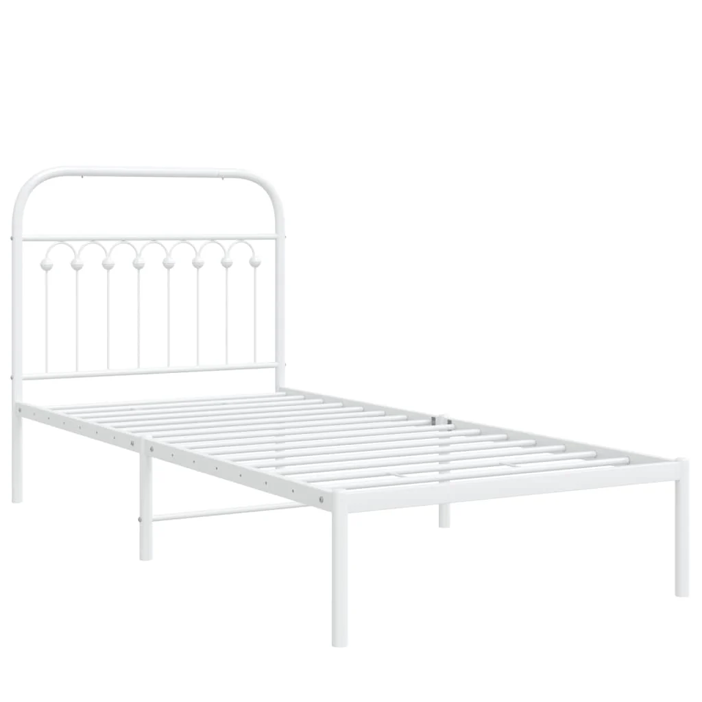 sengeramme med sengegavl 90x190 cm metal hvid - Image 3
