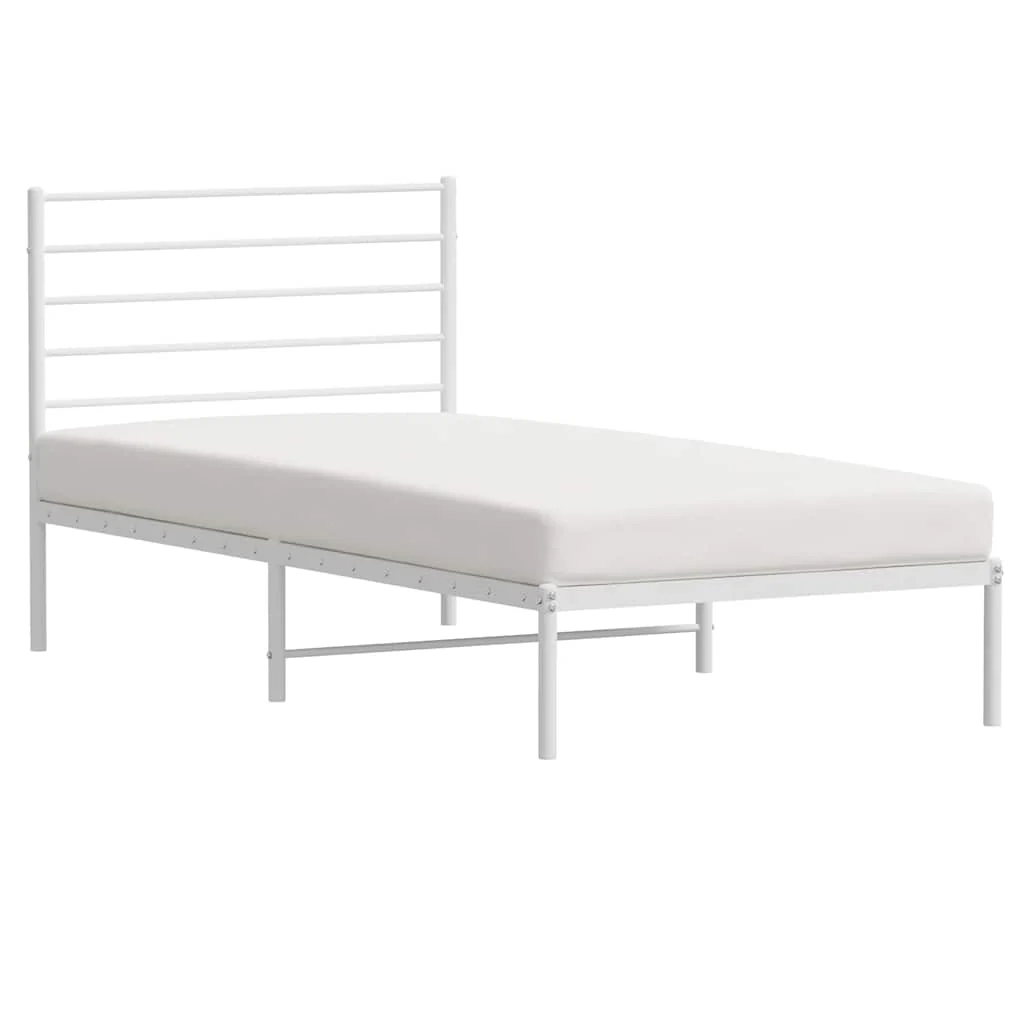 sengeramme med sengegavl 90x190 cm metal hvid - Image 5