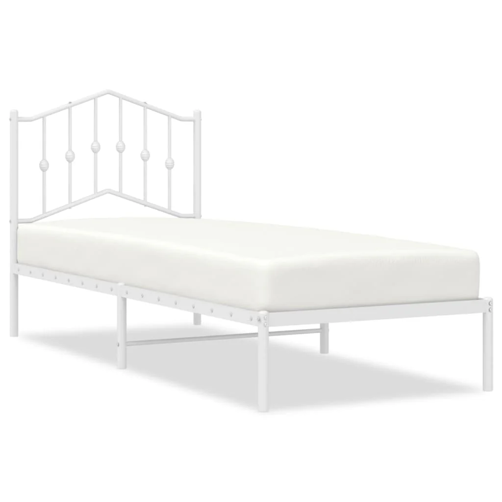 sengeramme med sengegavl 90x190 cm metal hvid - Image 2