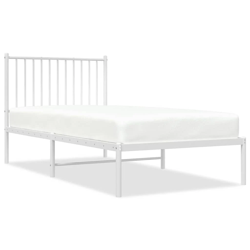 sengeramme med sengegavl 90x190 cm metal hvid - Image 2