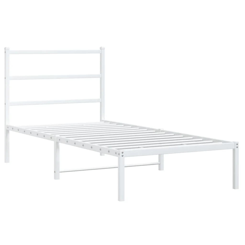 sengeramme med sengegavl 90x190 cm metal hvid - Image 3