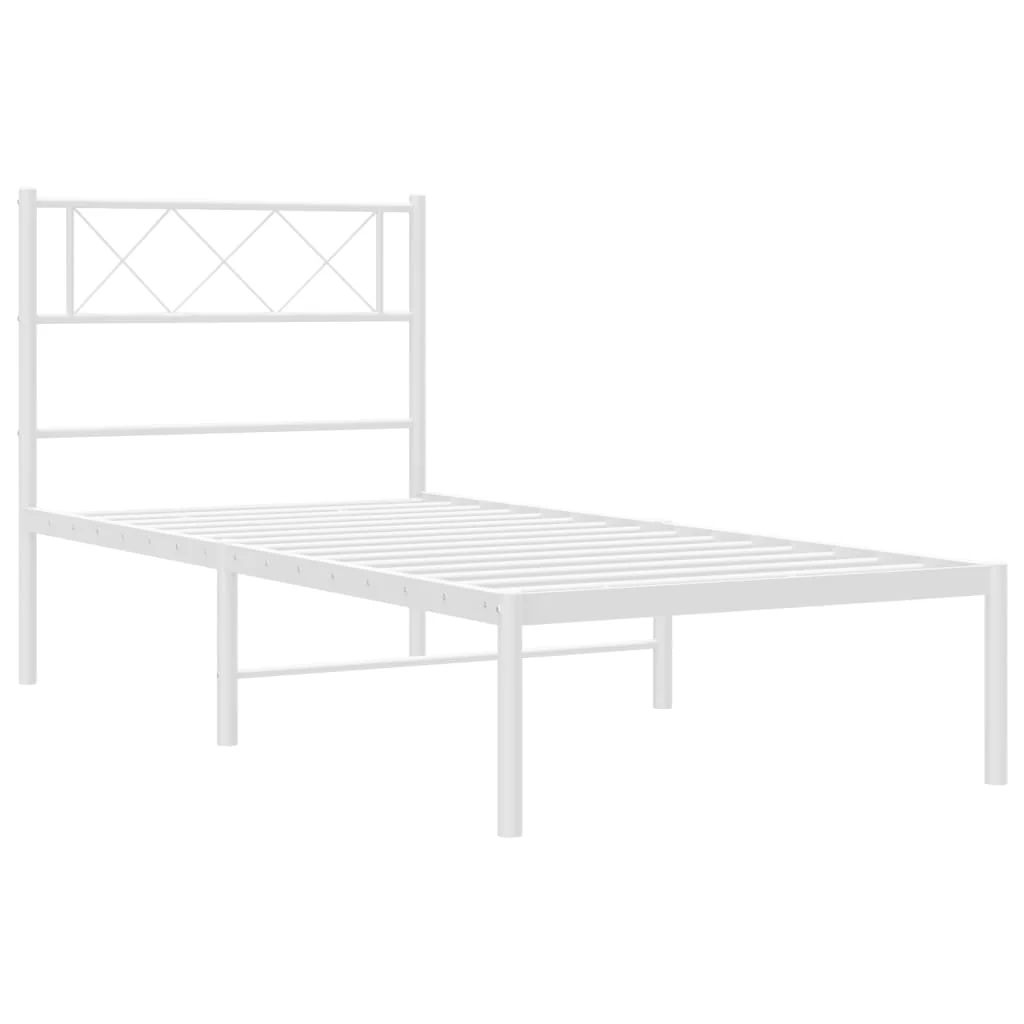 sengeramme med sengegavl 90x190 cm metal hvid - Image 4