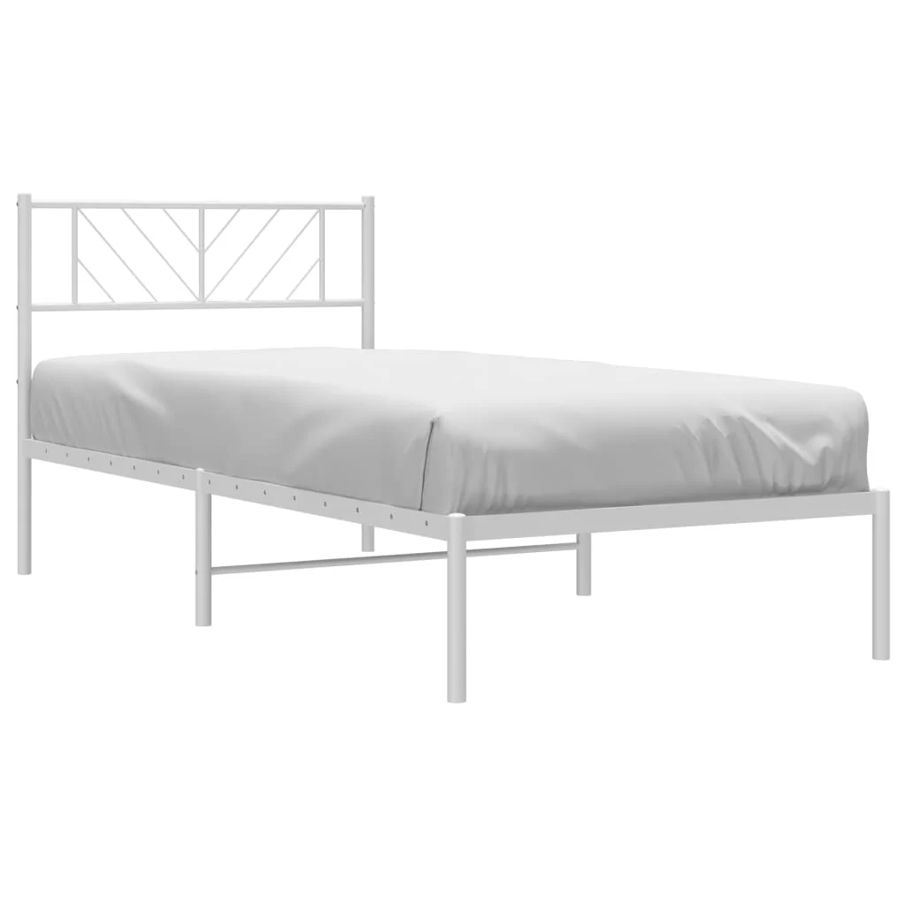 sengeramme med sengegavl 90x190 cm metal hvid - Image 3