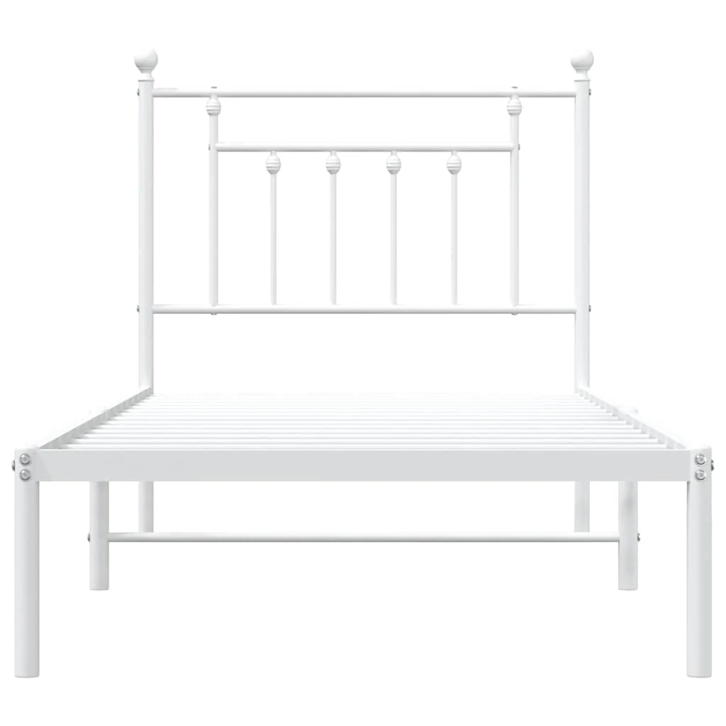 sengeramme med sengegavl 90x190 cm metal hvid - Image 6