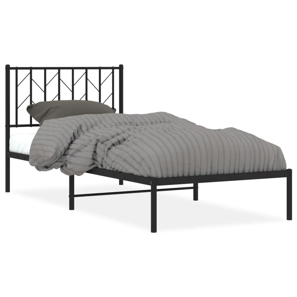 sengeramme med sengegavl 90x190 cm metal sort - Image 2