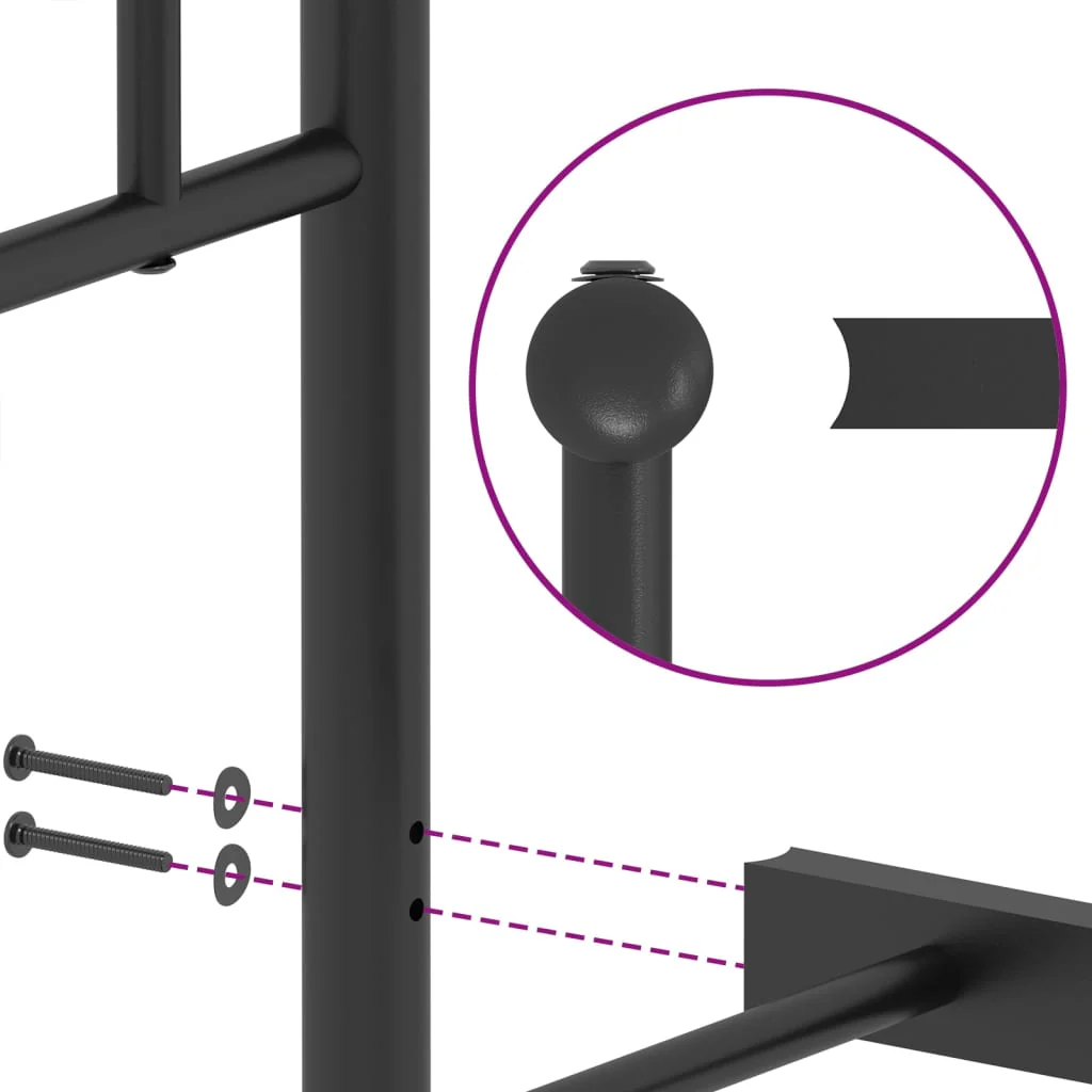 sengeramme med sengegavl 90x190 cm metal sort - Image 8