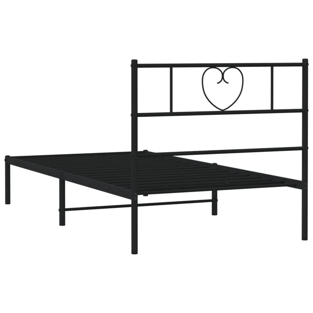 sengeramme med sengegavl 90x190 cm metal sort - Image 7